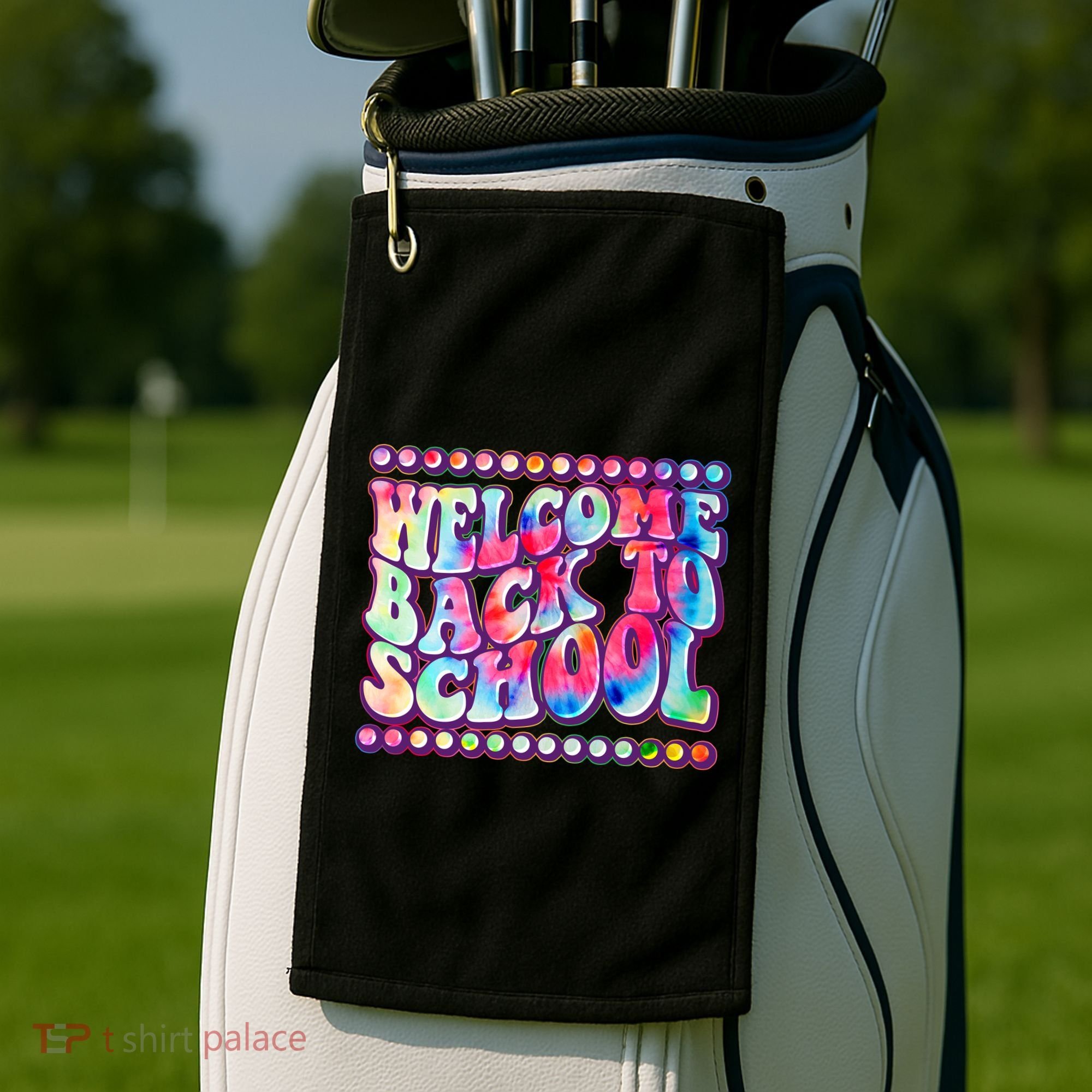 Retro 1960s Tie Dye Welcome Back To School Golf Towel