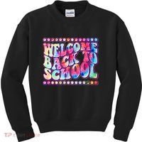 Retro 1960s Tie Dye Welcome Back To School Kids Sweatshirt thumb 0