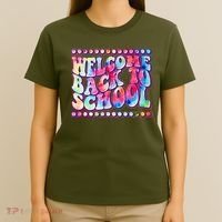 Retro 1960s Tie Dye Welcome Back To School T-Shirt thumb 4