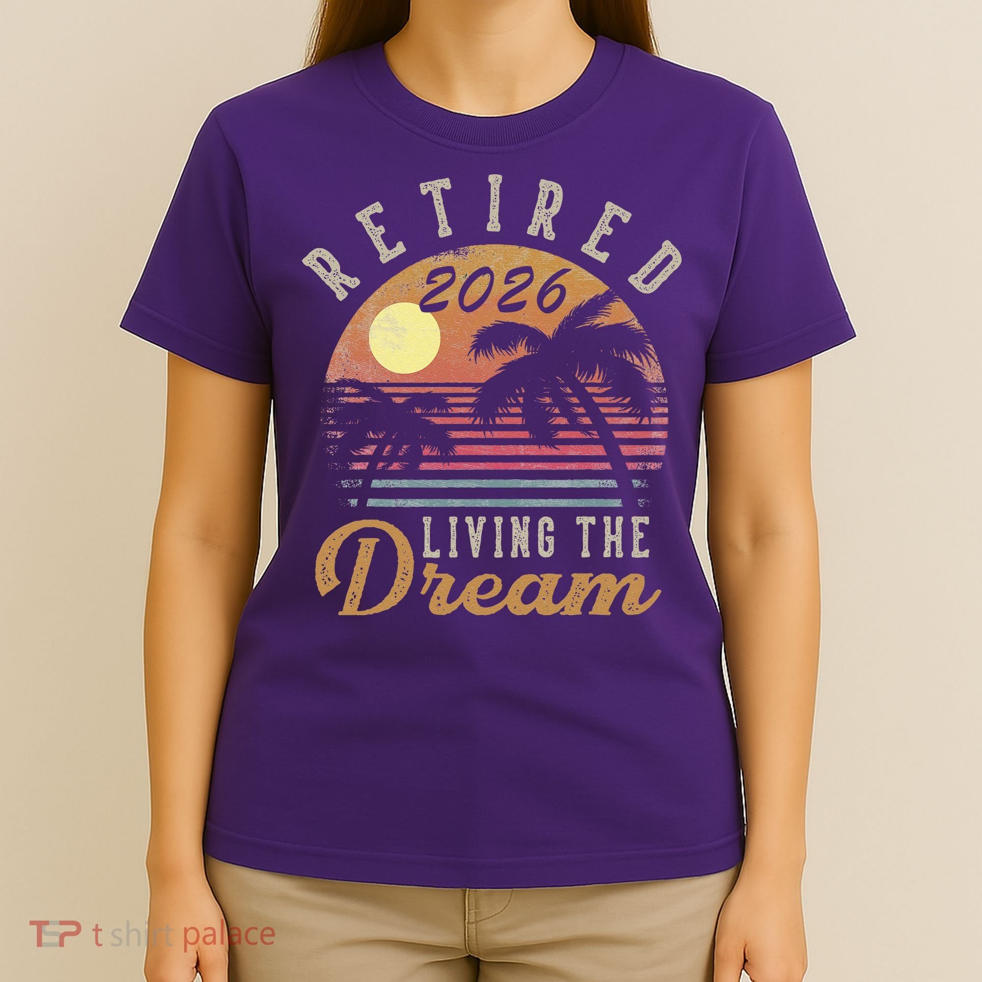 Retired 2026 Living The Dream Vintage Palm Trees T-Shirt