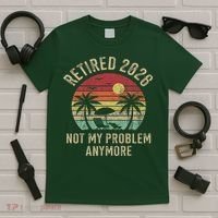Retired 2026 Not My Problem Anymore Retro Sun Beach T-Shirt thumb 5