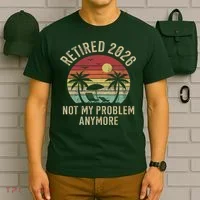 Retired 2026 Not My Problem Anymore Retro Sun Beach T-Shirt thumb 6