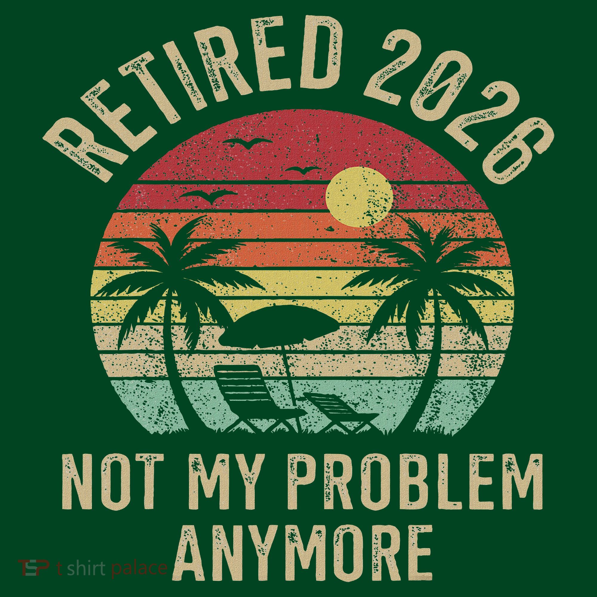 Retired 2026 Not My Problem Anymore Retro Sun Beach Mousepad