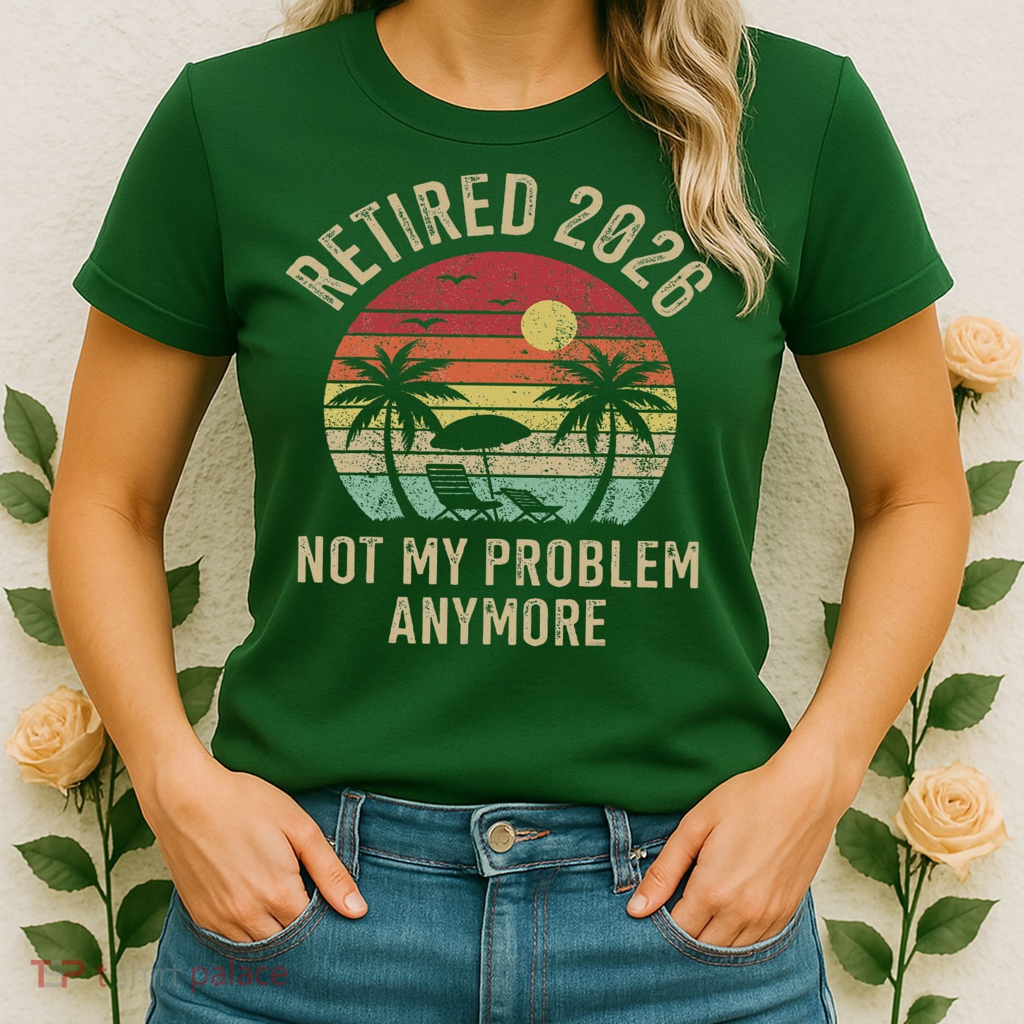 Retired 2026 Not My Problem Anymore Retro Sun Beach Women's T-Shirt