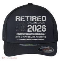 Retired 2026 Not My Problem Anymore Distressed USA Flag Flexfit Unipanel Trucker Cap thumb 0