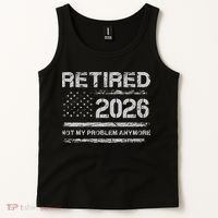 Retired 2026 Not My Problem Anymore Distressed USA Flag Tank Top thumb 2