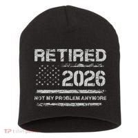 Retired 2026 Not My Problem Anymore Distressed USA Flag Short Acrylic Beanie thumb 0