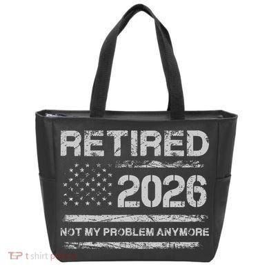 Retired 2026 Not My Problem Anymore Distressed USA Flag Tote Bag