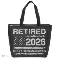 Retired 2026 Not My Problem Anymore Distressed USA Flag Tote Bag thumb 0