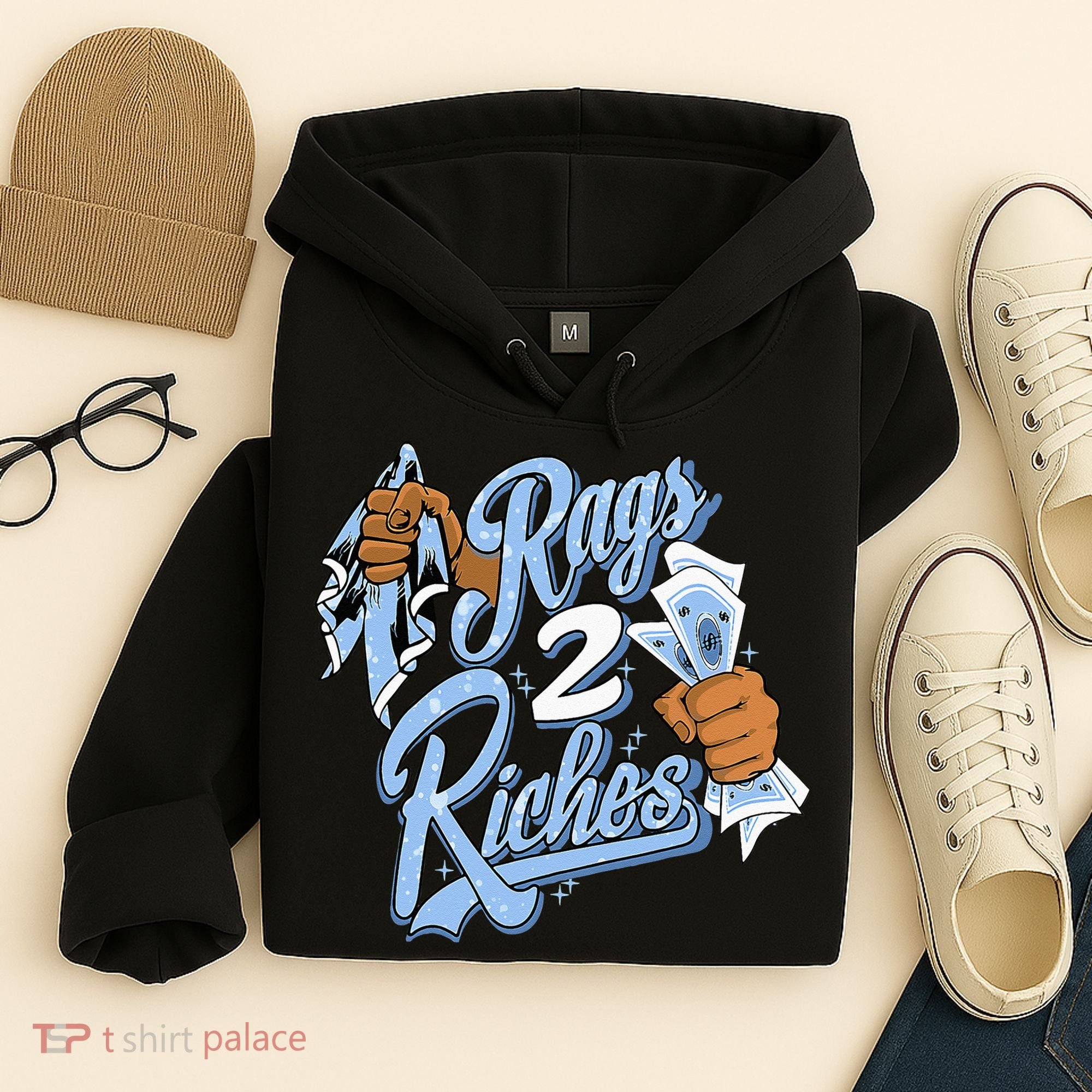 Rags 2 Riches Blue Matching Tee For Men Women Hoodie