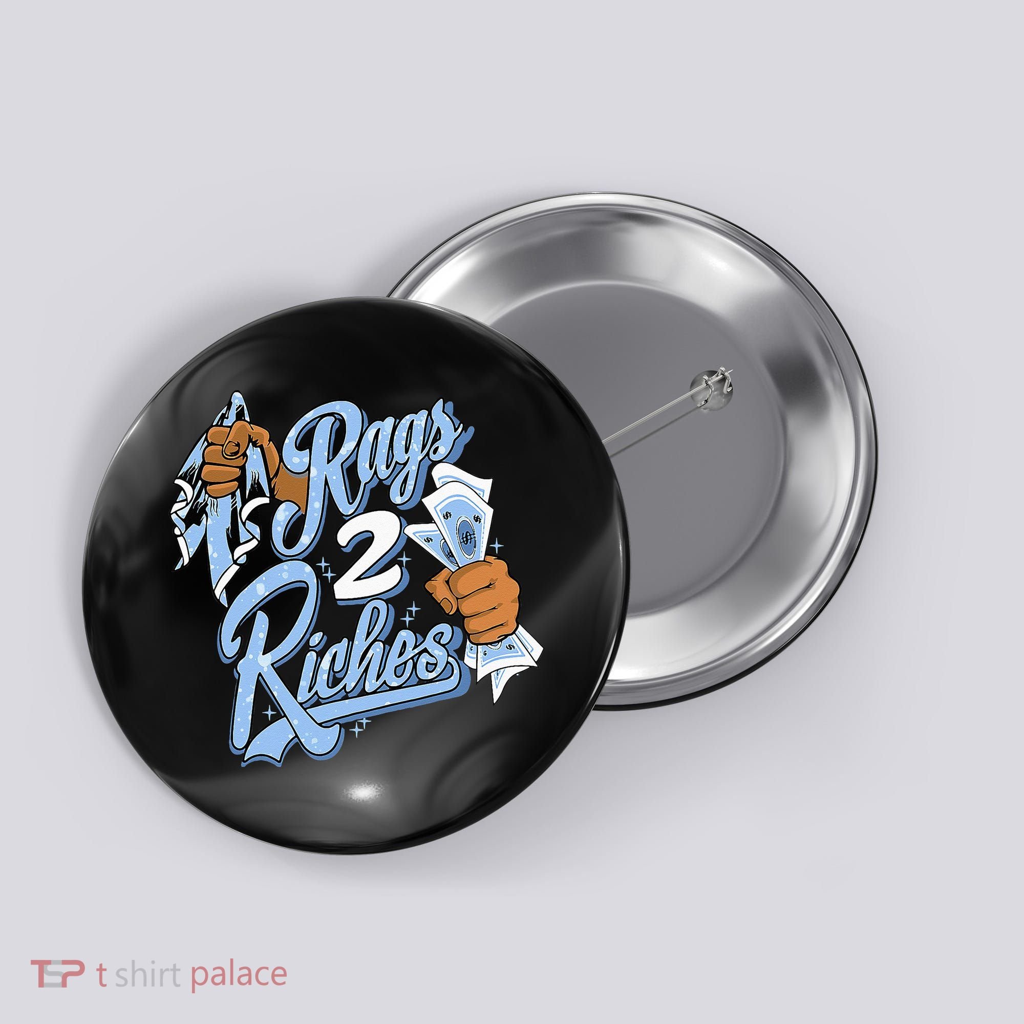 Rags 2 Riches Blue Matching Tee For Men Women Button