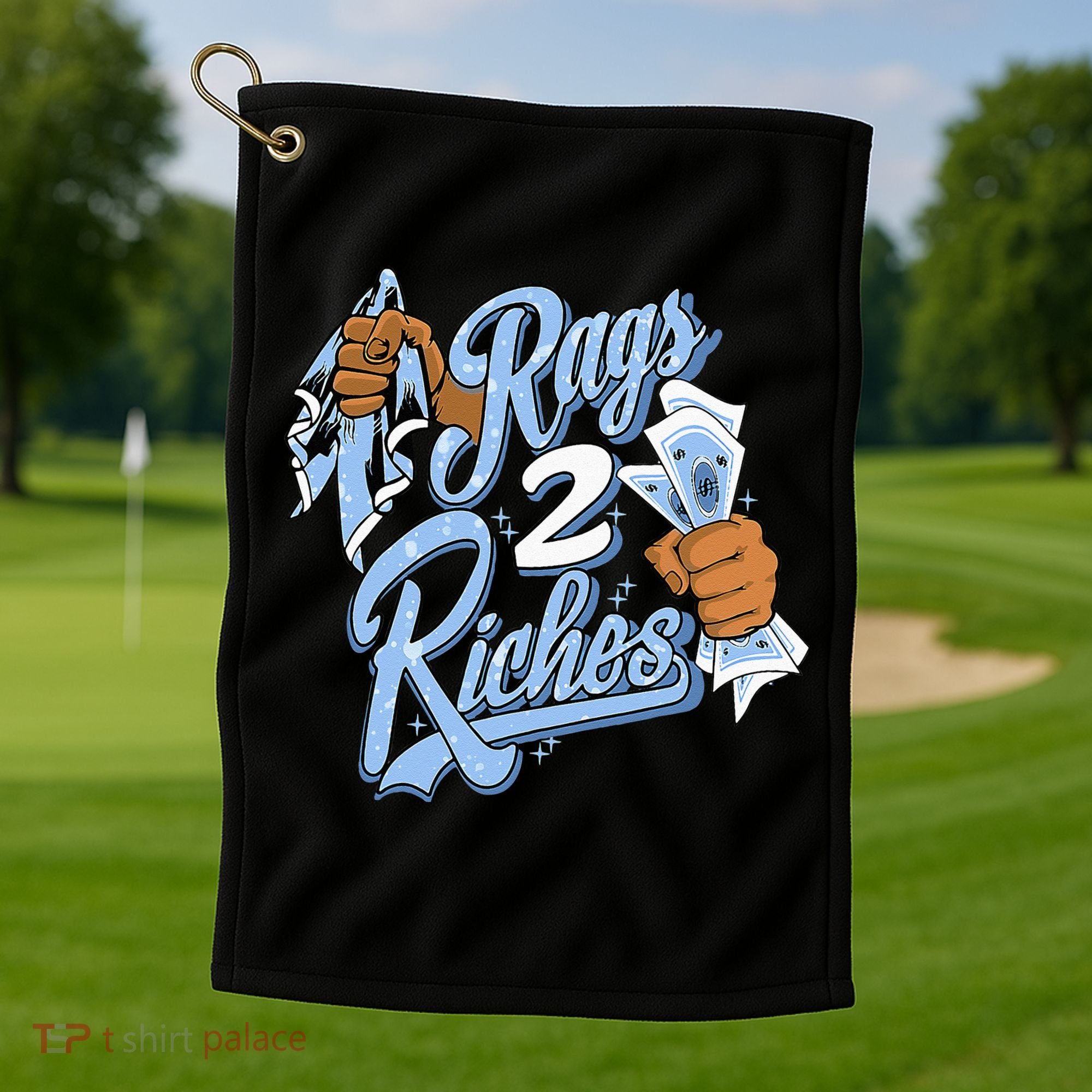 Rags 2 Riches Blue Matching Tee For Men Women Golf Towel