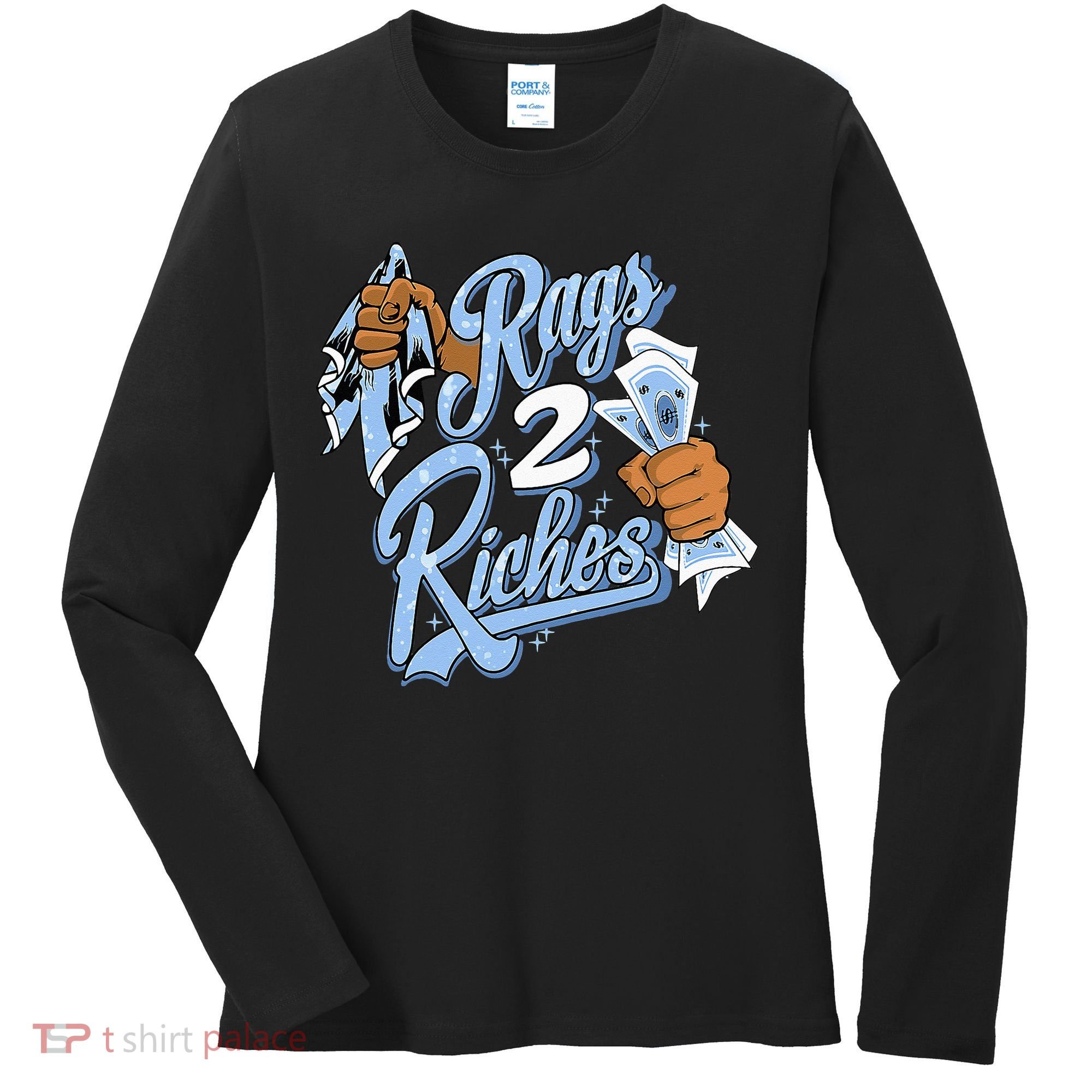 Rags 2 Riches Blue Matching Tee For Men Women Women's Long Sleeve Shirt