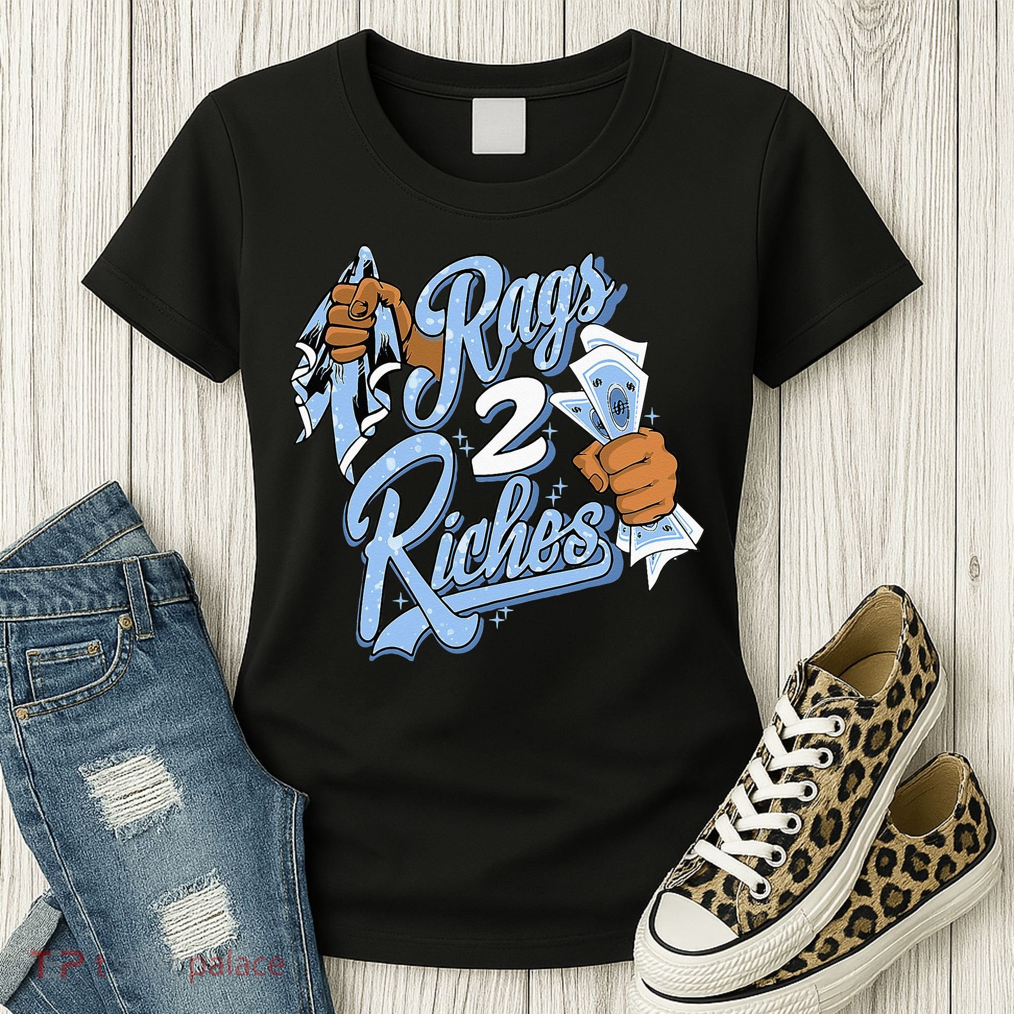 Rags 2 Riches Blue Matching Tee For Men Women Women's T-Shirt