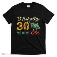 Retro 30th Birthday Fishing Gift Turning 30 Bass Fisherman T-Shirt thumb 0