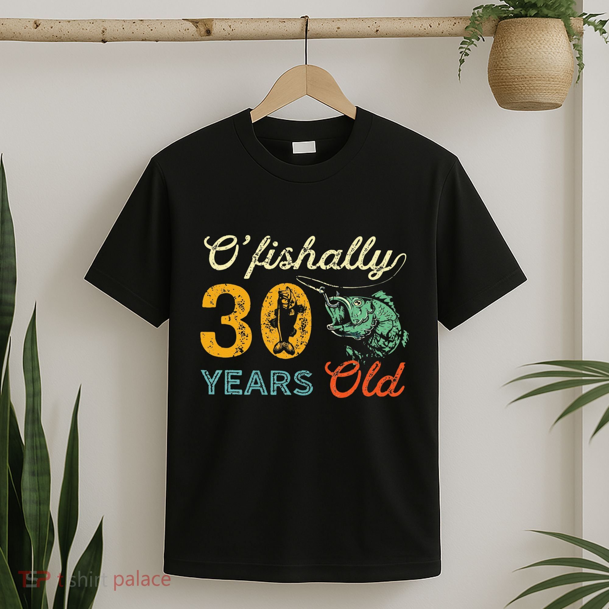 Retro 30th Birthday Fishing Gift Turning 30 Bass Fisherman T-Shirt