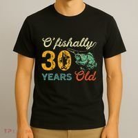Retro 30th Birthday Fishing Gift Turning 30 Bass Fisherman T-Shirt thumb 3