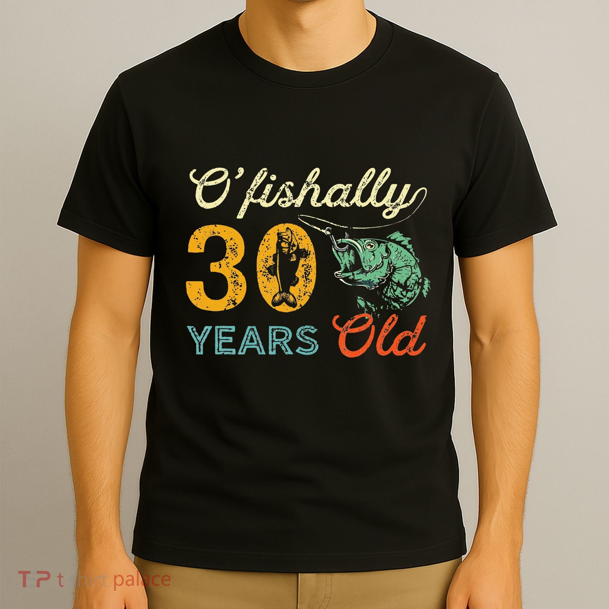 Retro 30th Birthday Fishing Gift Turning 30 Bass Fisherman T-Shirt