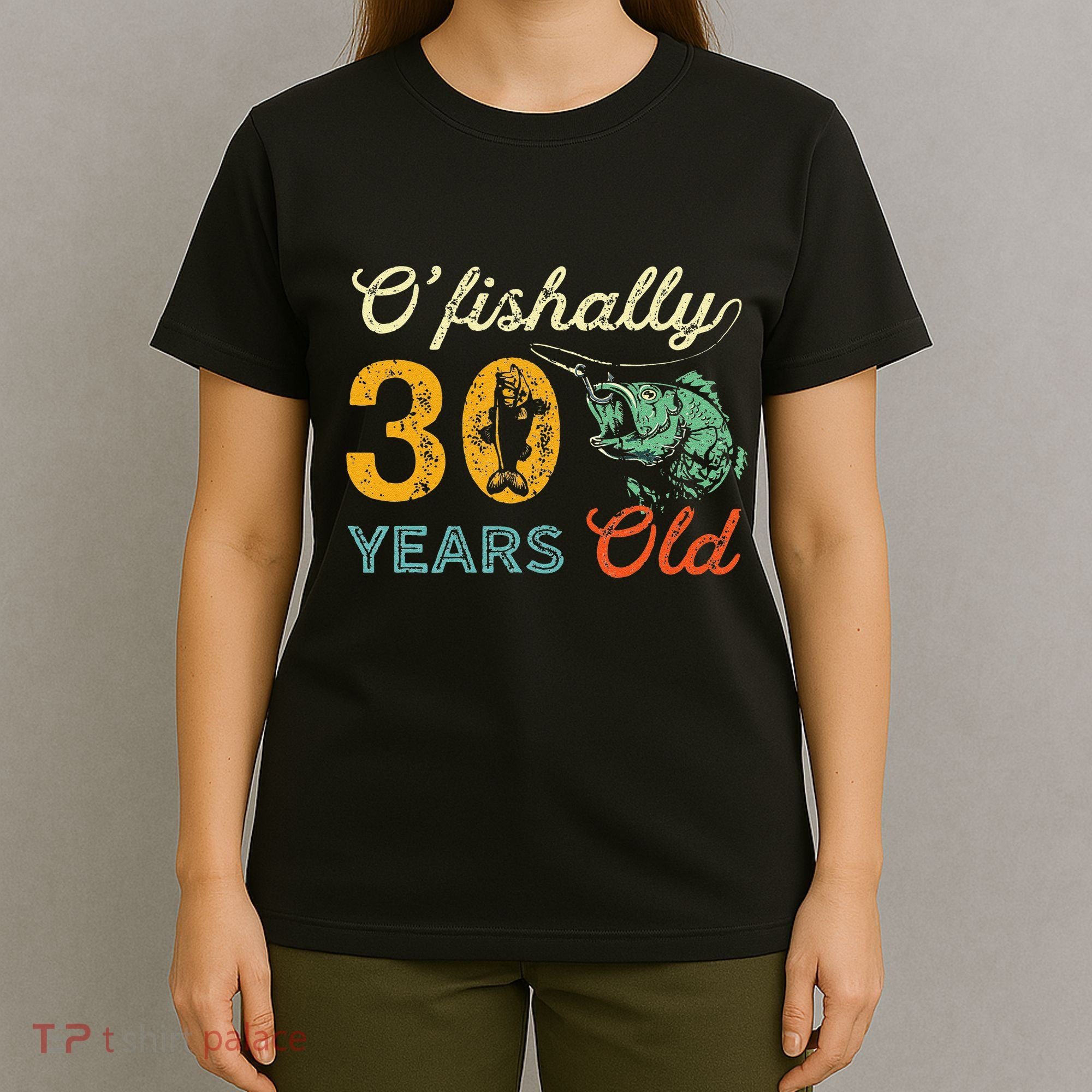 Retro 30th Birthday Fishing Gift Turning 30 Bass Fisherman T-Shirt