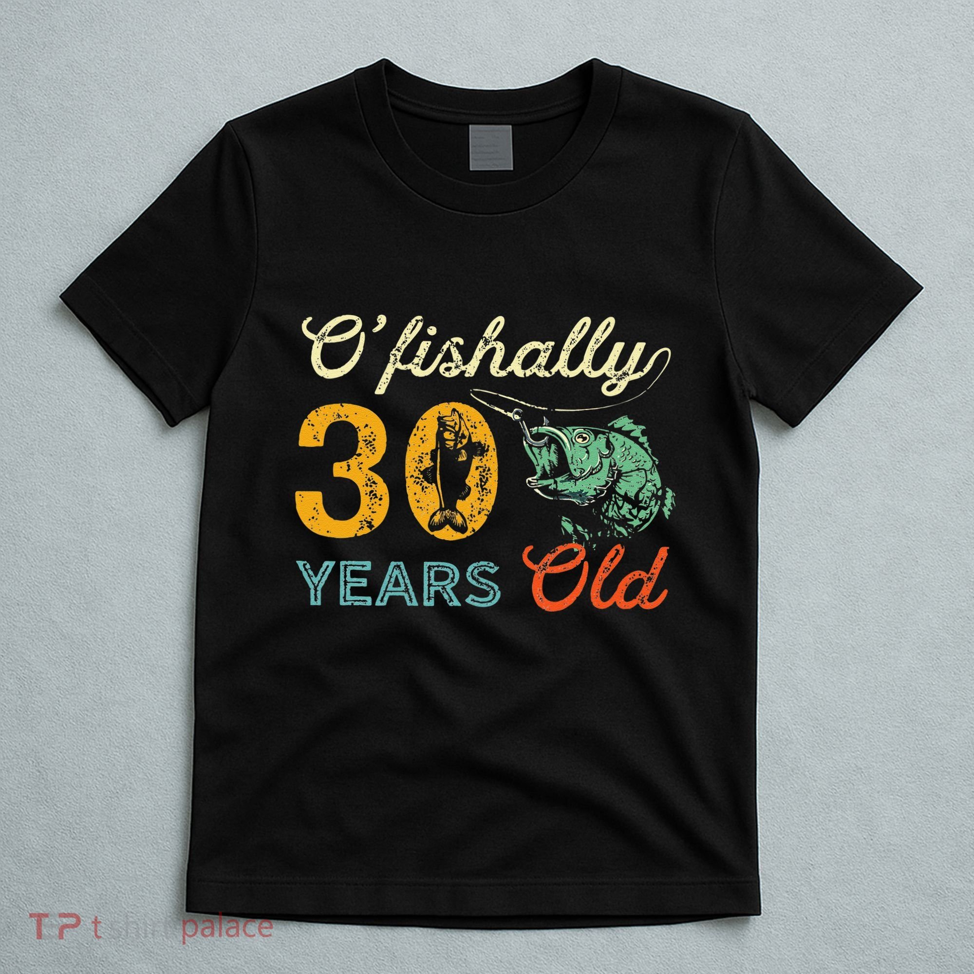 Retro 30th Birthday Fishing Gift Turning 30 Bass Fisherman T-Shirt