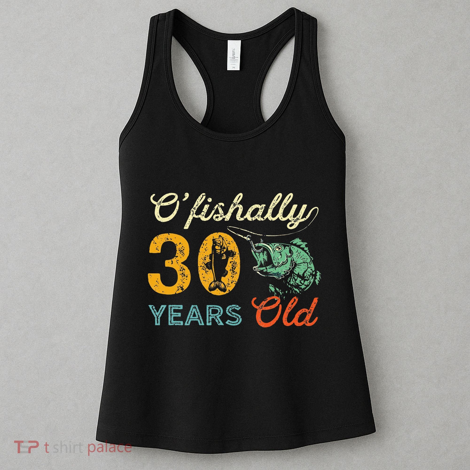 Retro 30th Birthday Fishing Gift Turning 30 Bass Fisherman Women's Tank Top