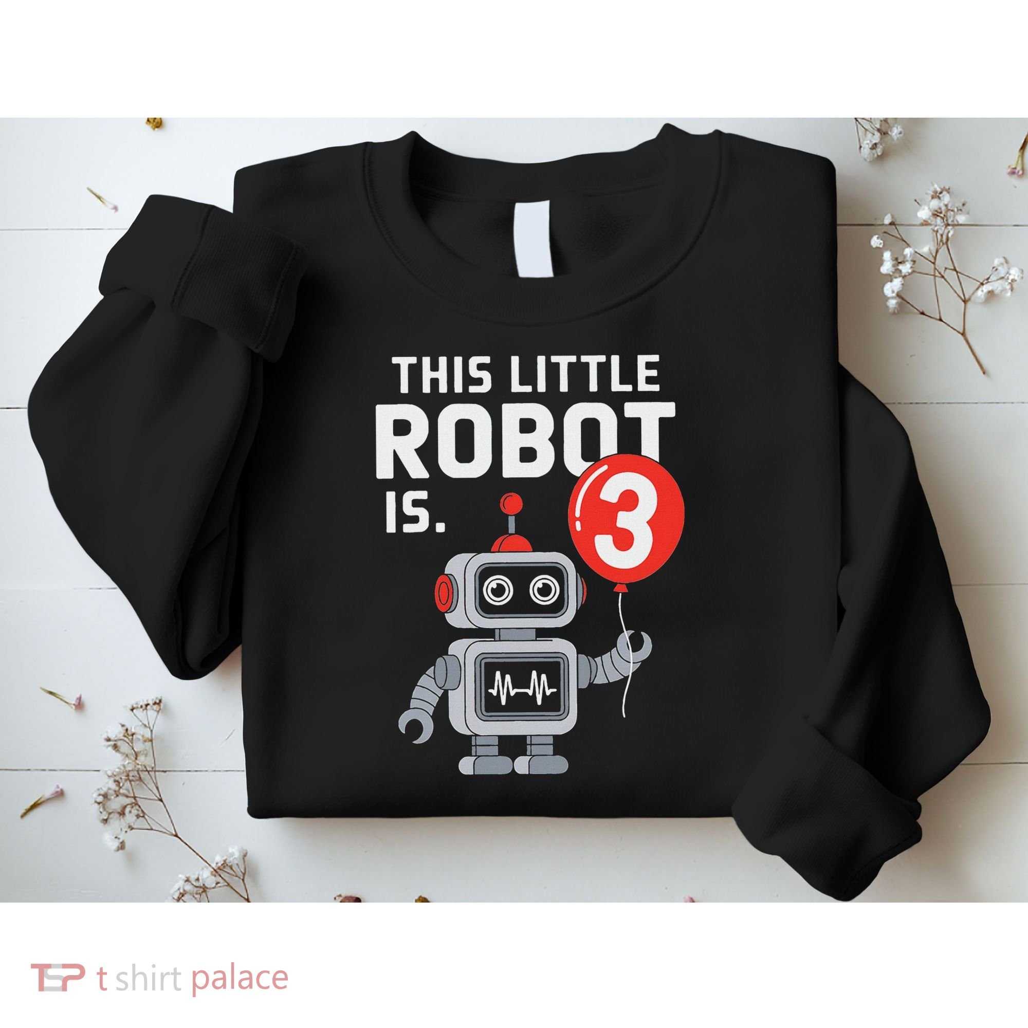 Robot 3rd Birthday Party Supplies Decorations Girl Three Sweatshirt