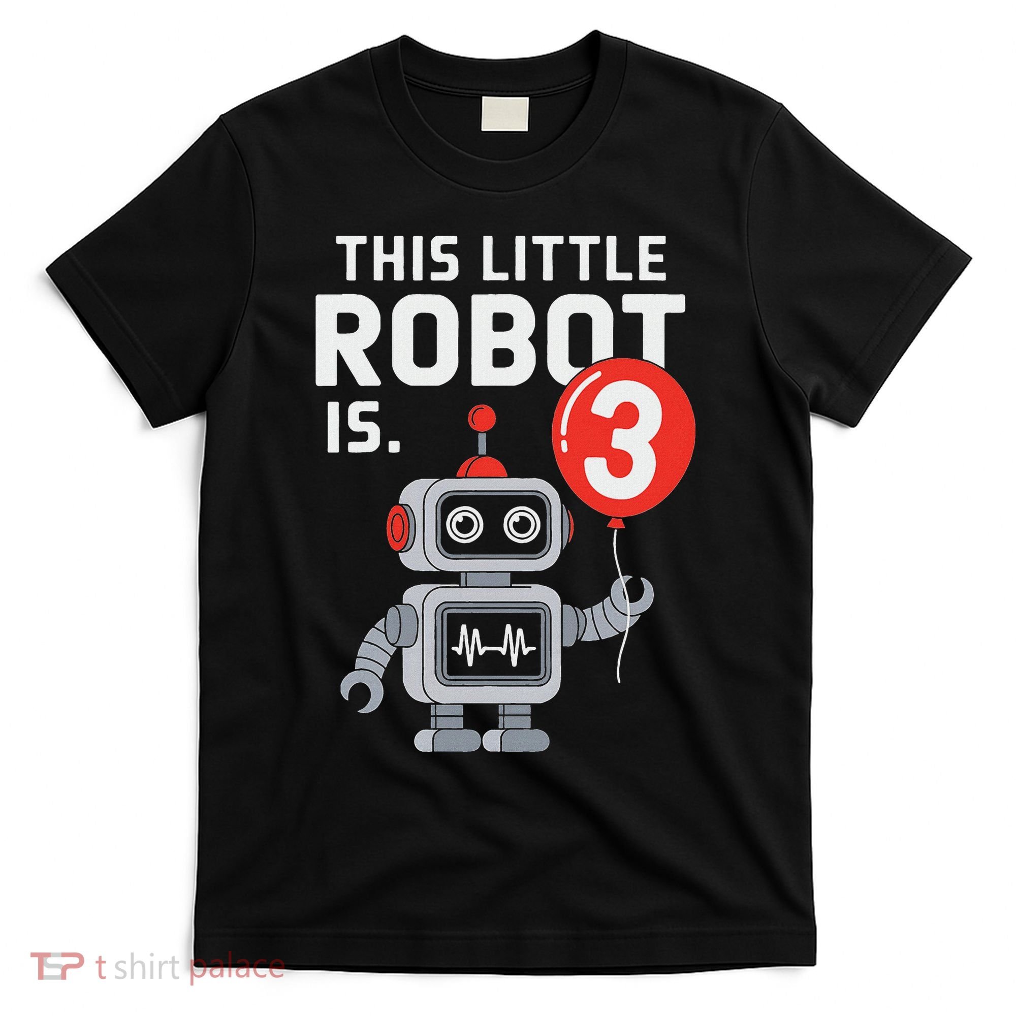 Robot 3rd Birthday Party Supplies Decorations Girl Three T-Shirt