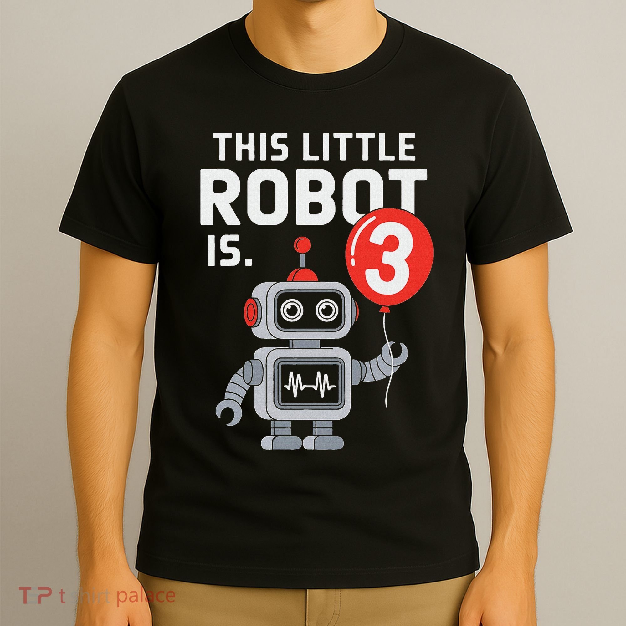 Robot 3rd Birthday Party Supplies Decorations Girl Three T-Shirt