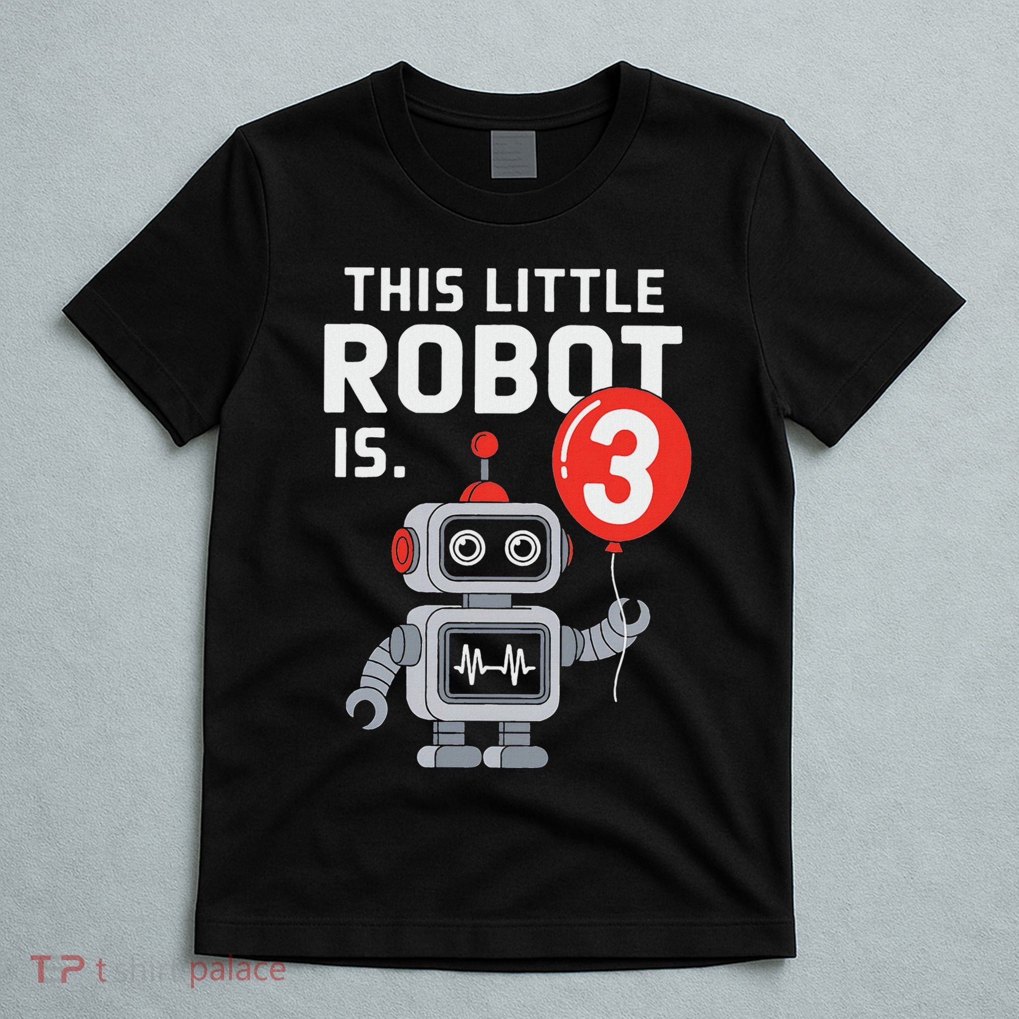 Robot 3rd Birthday Party Supplies Decorations Girl Three T-Shirt