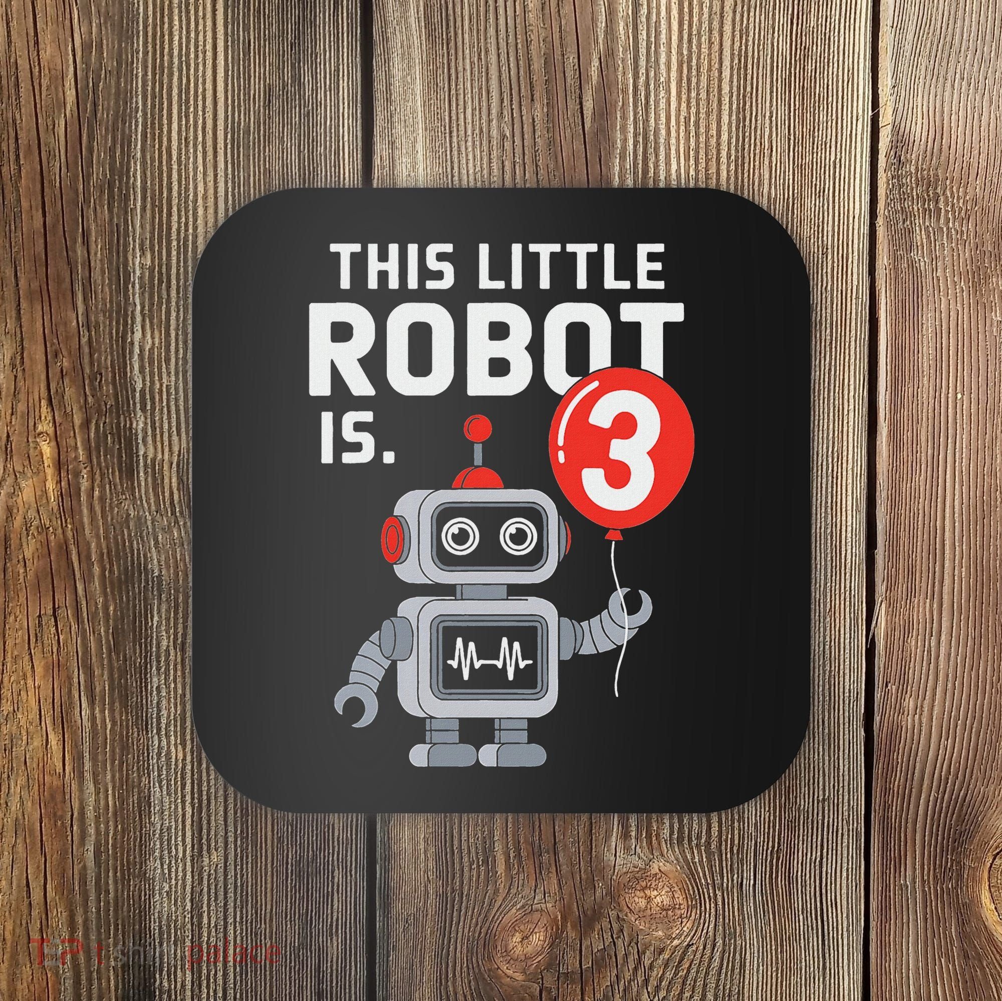 Robot 3rd Birthday Party Supplies Decorations Girl Three Coaster