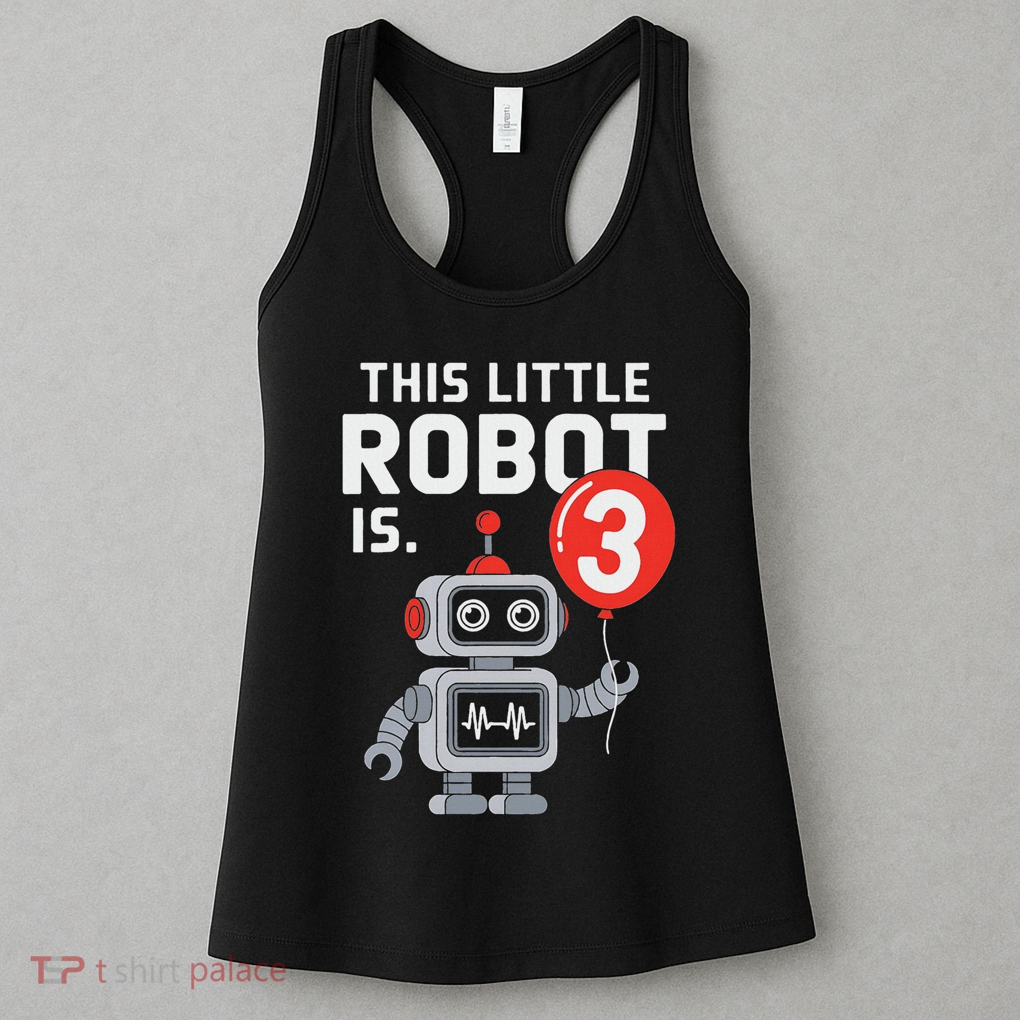 Robot 3rd Birthday Party Supplies Decorations Girl Three Women's Tank Top