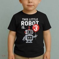 Robot 3rd Birthday Party Supplies Decorations Girl Three Toddler T-Shirt thumb 2