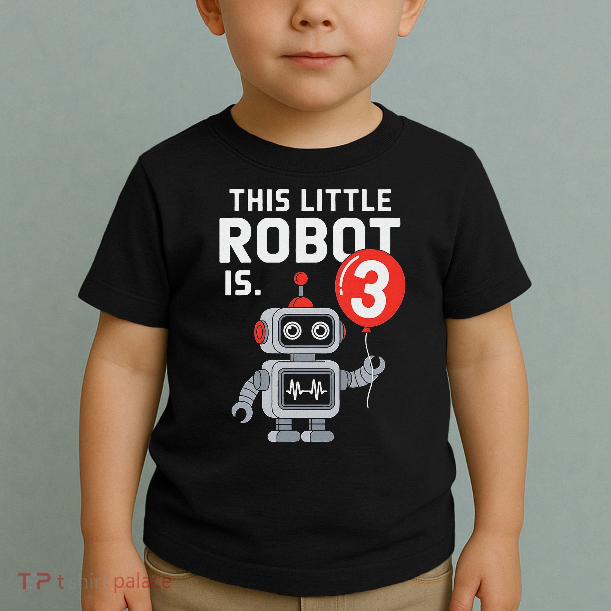 Robot 3rd Birthday Party Supplies Decorations Girl Three Toddler T-Shirt