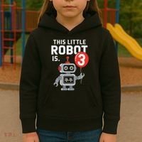 Robot 3rd Birthday Party Supplies Decorations Girl Three Kids Hoodie thumb 3