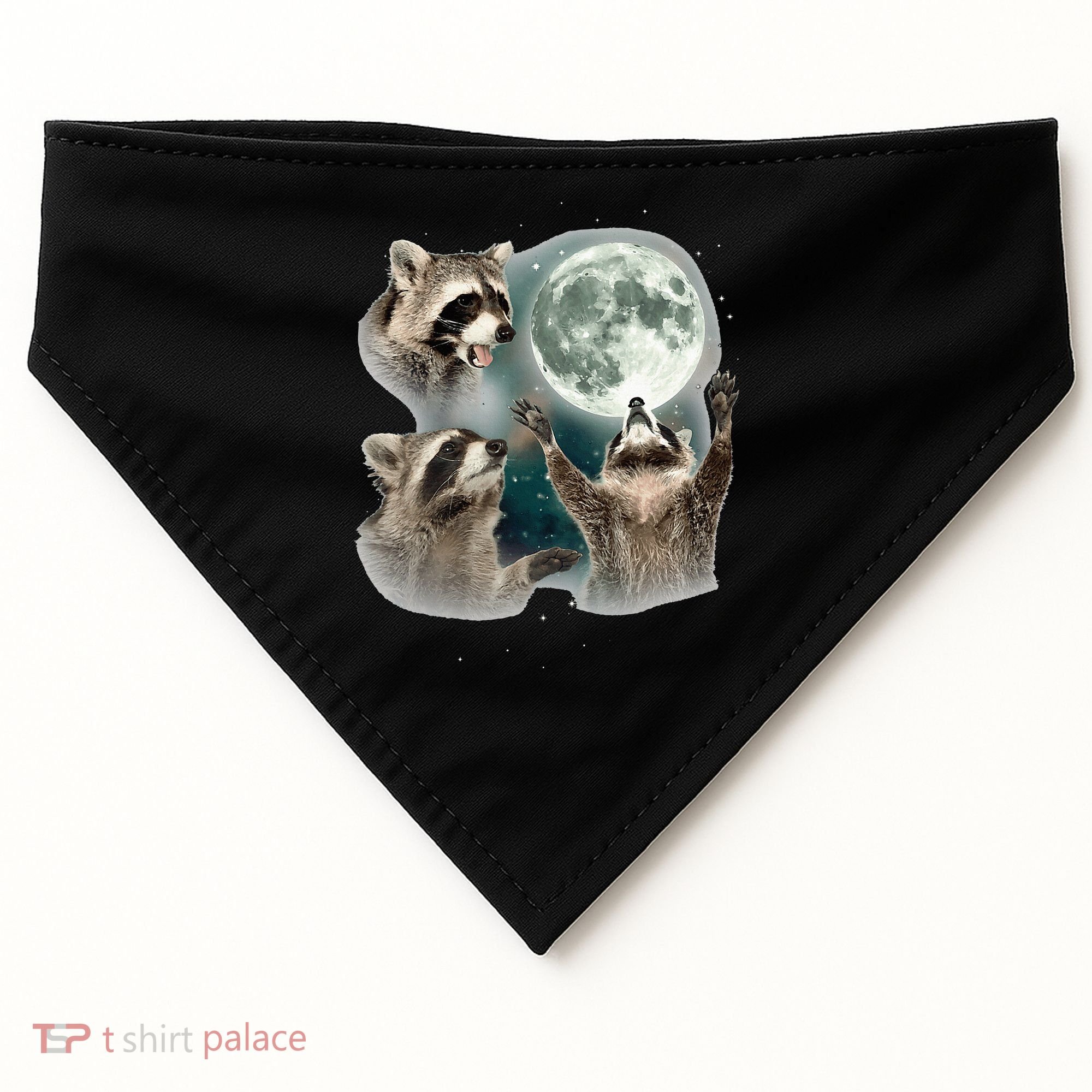 Raccoon 3 Racoons Howling At Moon USA-Made Doggie Bandana