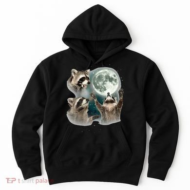 Raccoon 3 Racoons Howling At Moon Hoodie