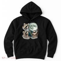 Raccoon 3 Racoons Howling At Moon Hoodie thumb 0