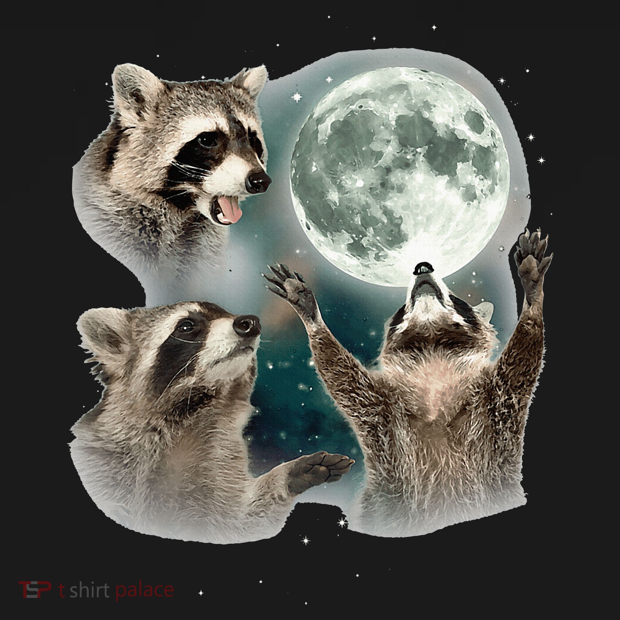 Raccoon 3 Racoons Howling At Moon Sweatshirt