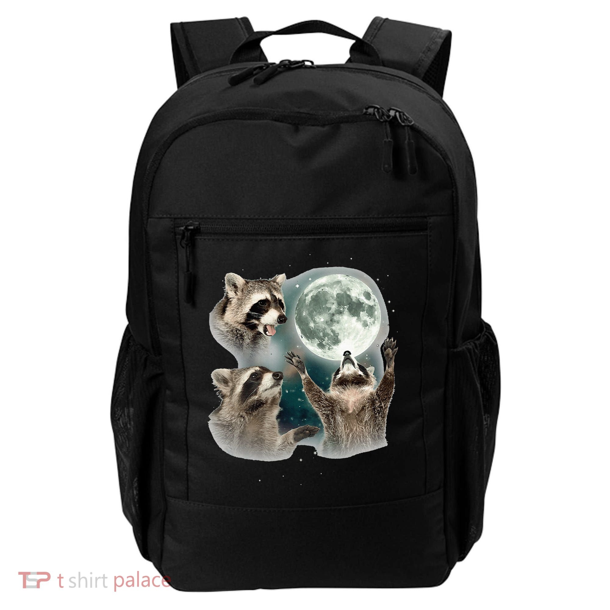 Raccoon 3 Racoons Howling At Moon Backpack