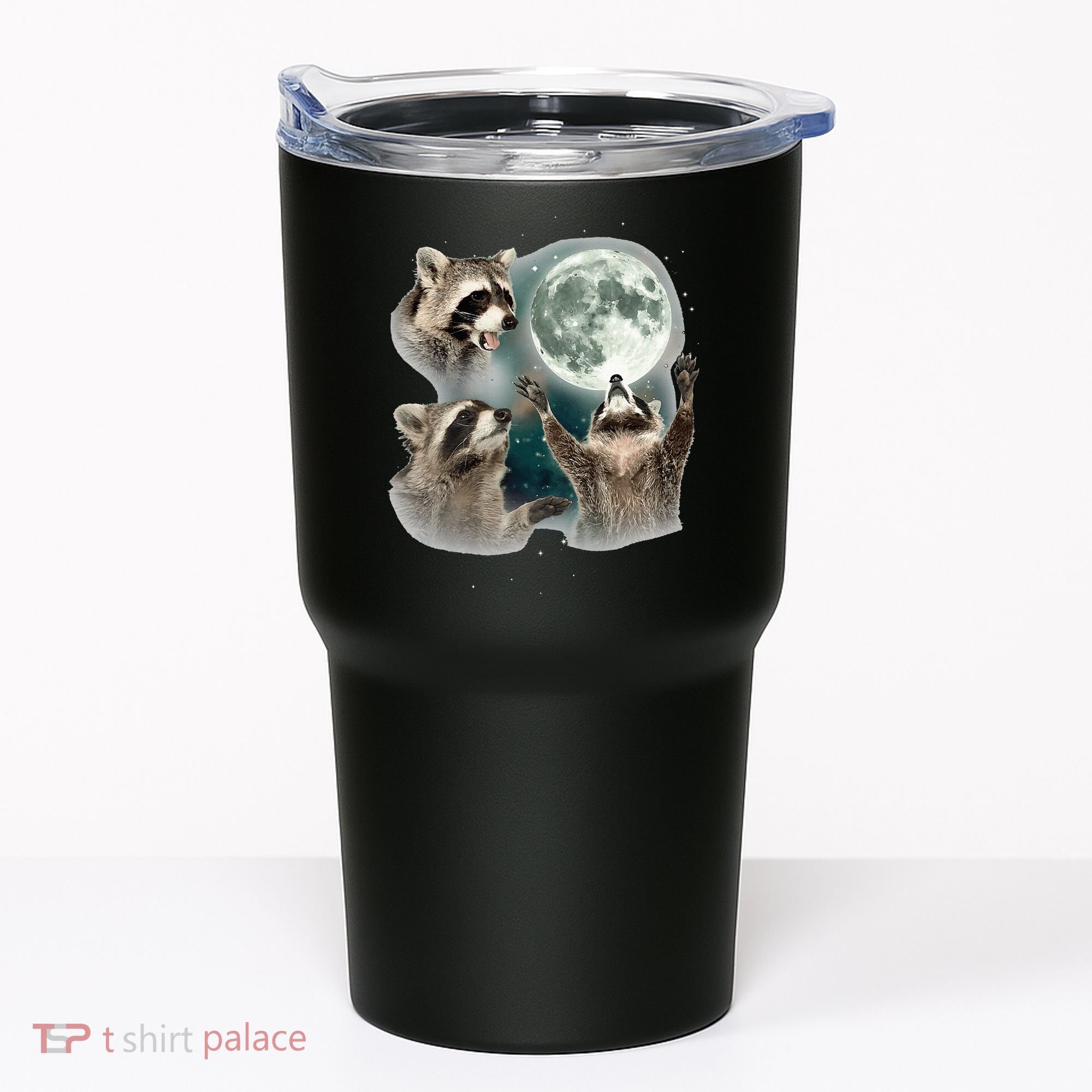 Raccoon 3 Racoons Howling At Moon Tumbler