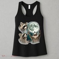 Raccoon 3 Racoons Howling At Moon Women's Tank Top thumb 3