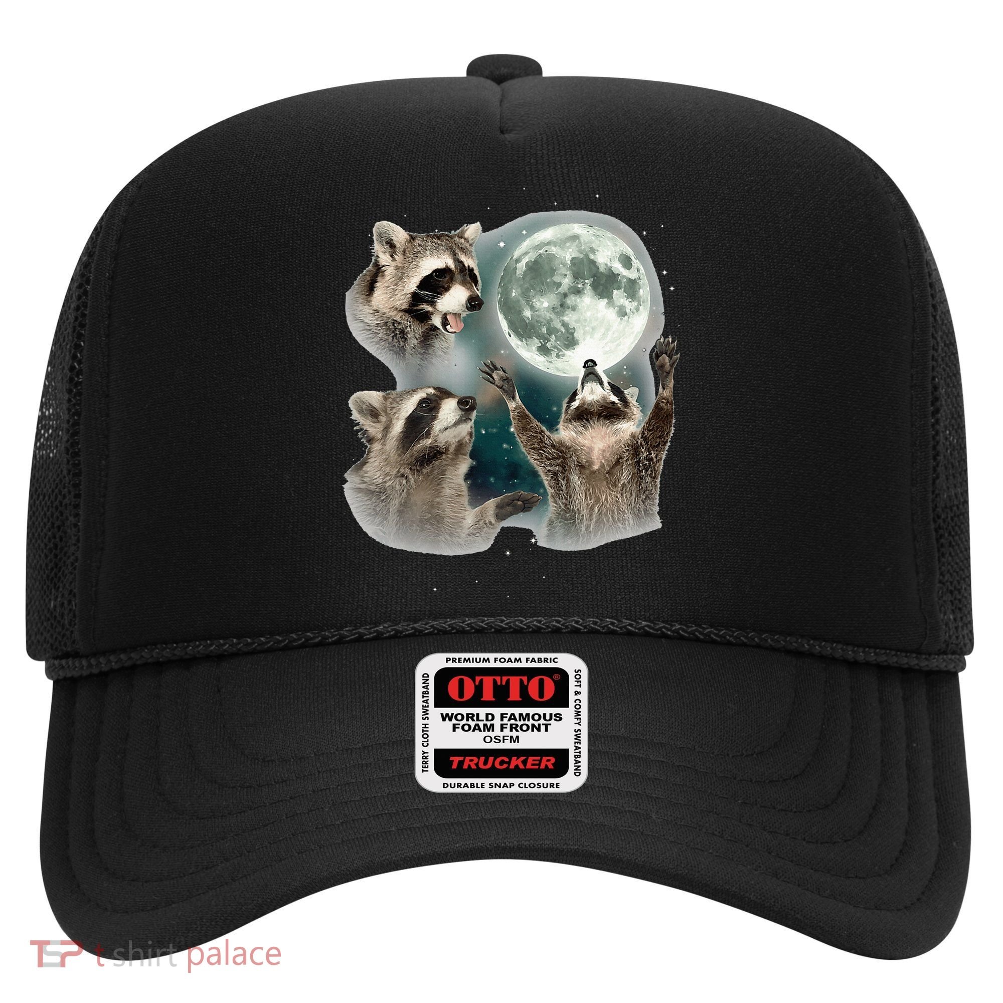 Raccoon 3 Racoons Howling At Moon Hat
