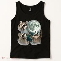 Raccoon 3 Racoons Howling At Moon Tank Top thumb 2
