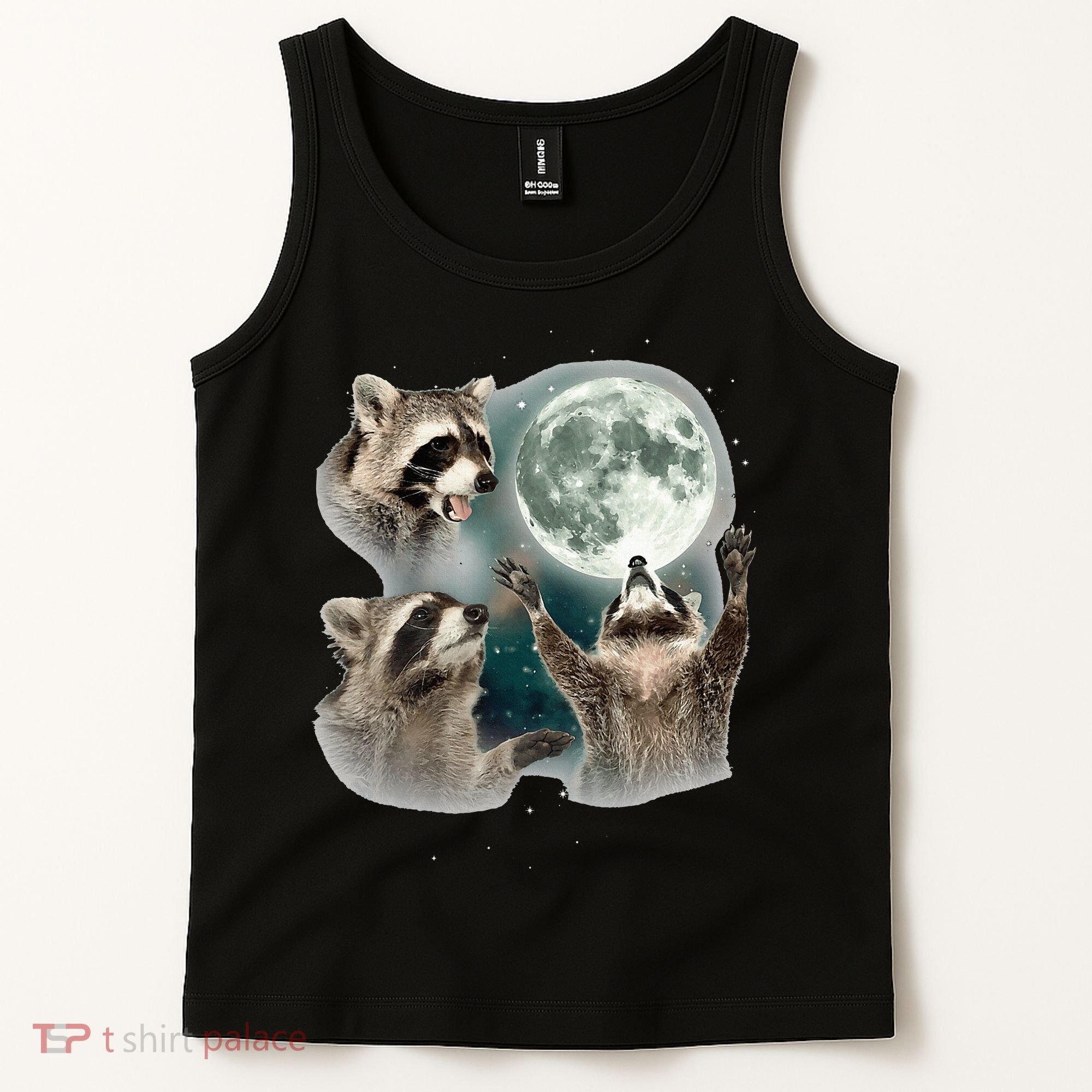 Raccoon 3 Racoons Howling At Moon Tank Top