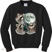 Raccoon 3 Racoons Howling At Moon Kids Sweatshirt thumb 0