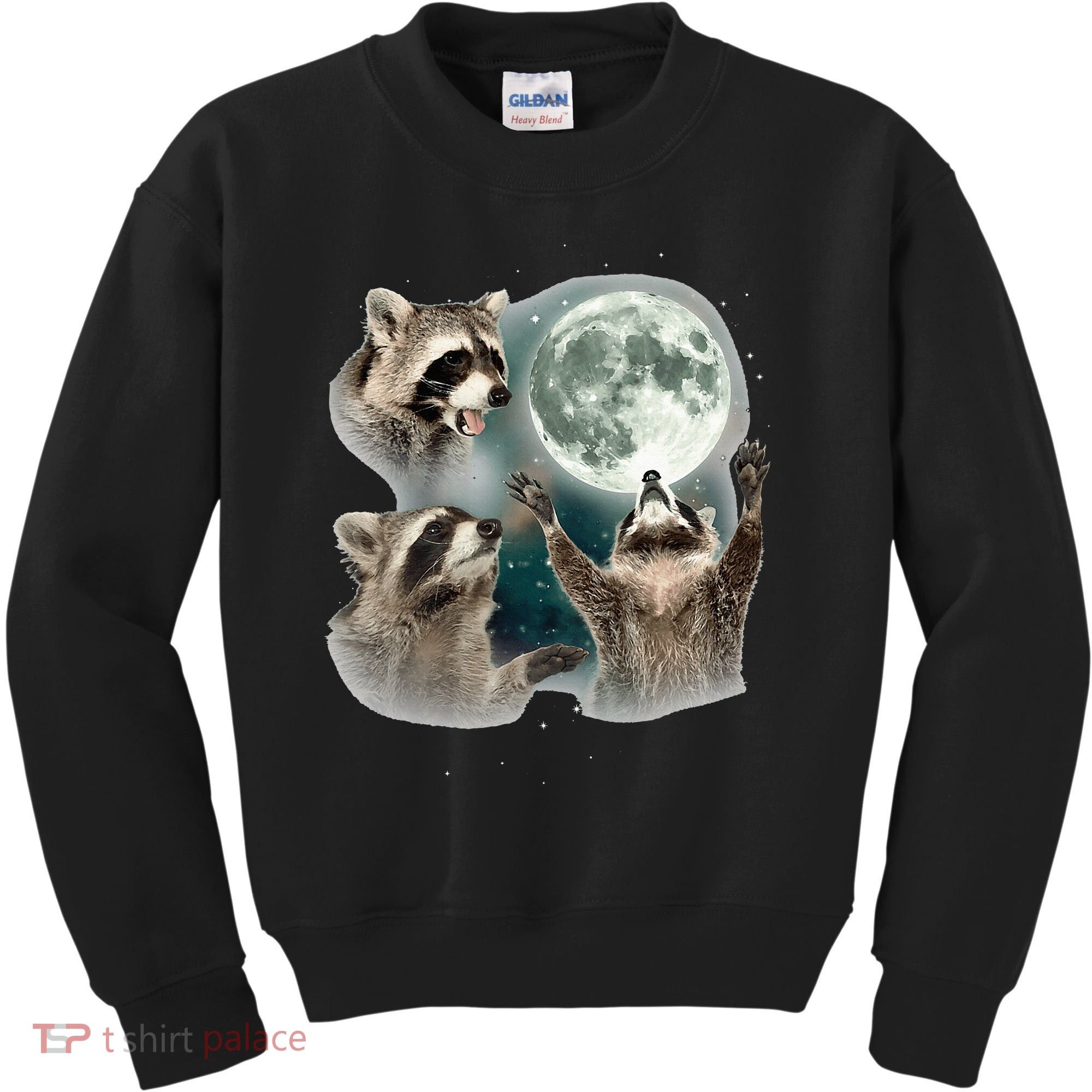 Raccoon 3 Racoons Howling At Moon Kids Sweatshirt