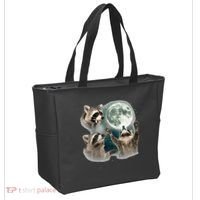 Raccoon 3 Racoons Howling At Moon Tote Bag thumb 2