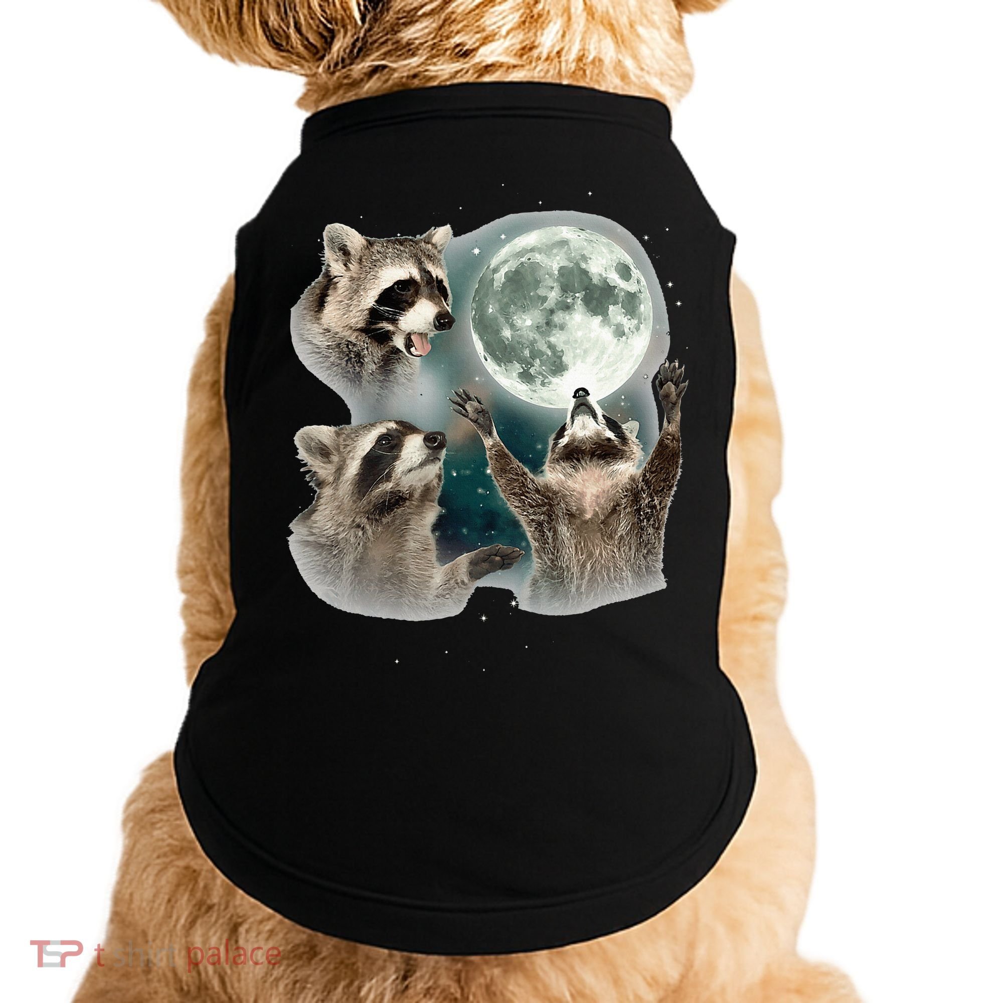 Raccoon 3 Racoons Howling At Moon Funny Weird Cursed Doggie Tank