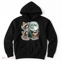 Raccoon 3 Racoons Howling At Moon Funny Weird Cursed Hoodie thumb 0