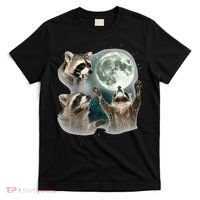 Raccoon 3 Racoons Howling At Moon Funny Weird Cursed T-Shirt thumb 0